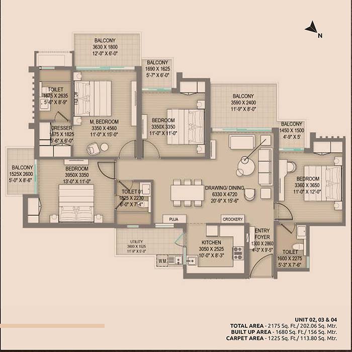 Arihant One · 4 BHK published layout