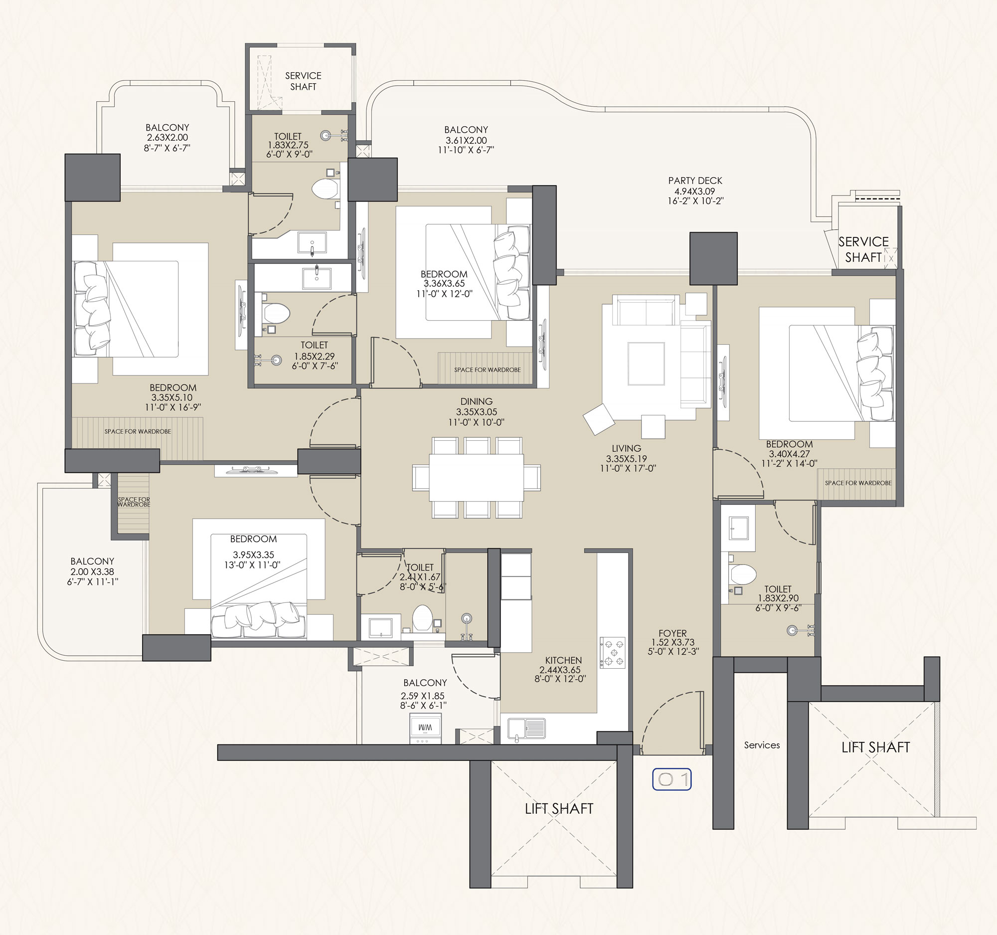 Gaur Chrysalis — Phase 1 · 4 BHK — layout 01