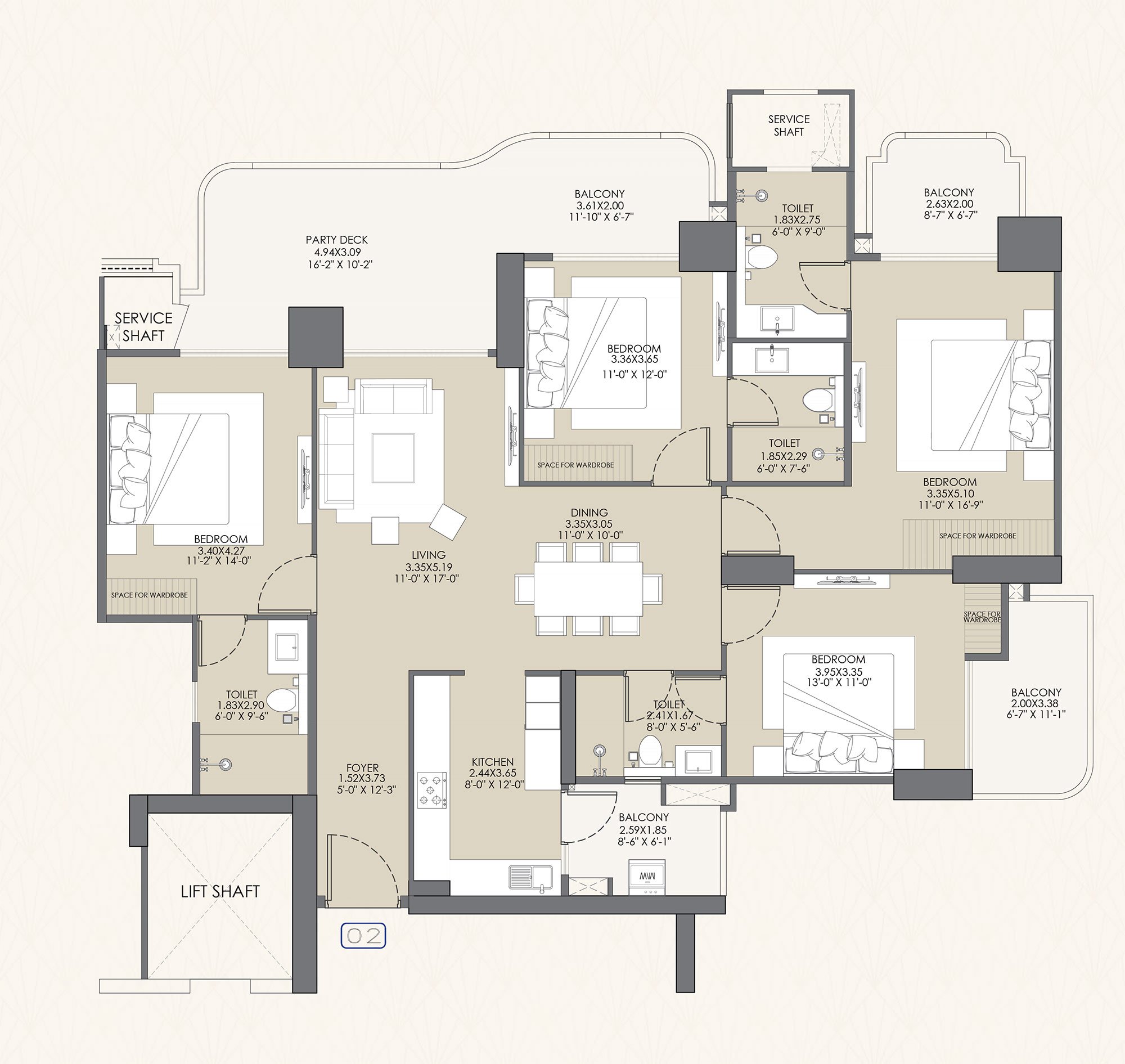 Gaur Chrysalis — Phase 1 · 4 BHK — layout 02