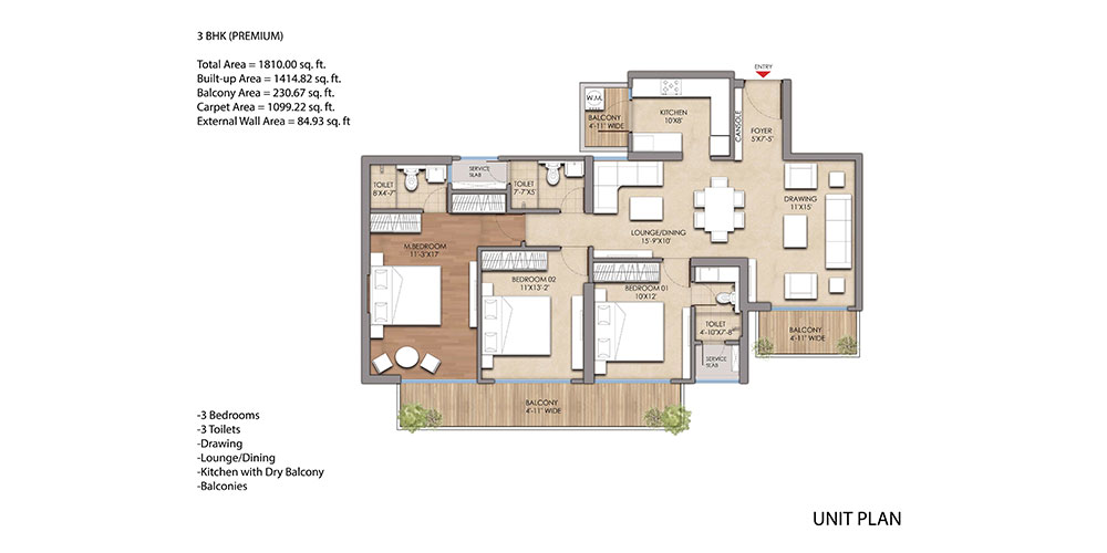 Prateek Grand Begonia · 3 BHK — Premium